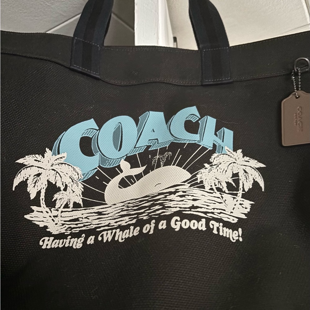 Coach Black Tote Bag with White Whale Design